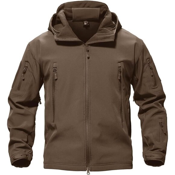 Other - Men's  #12-coffee Tactical Soft Shell Winter Jacket with Fleece Lining & Hood